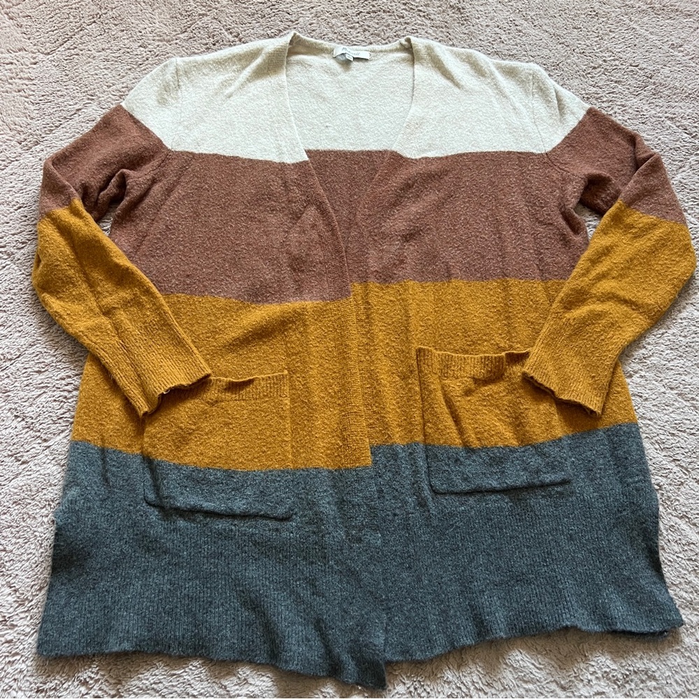 Madewell Kent Colorblock Wool Alpaca Blend Cardigan Preppy Minimalist Size M